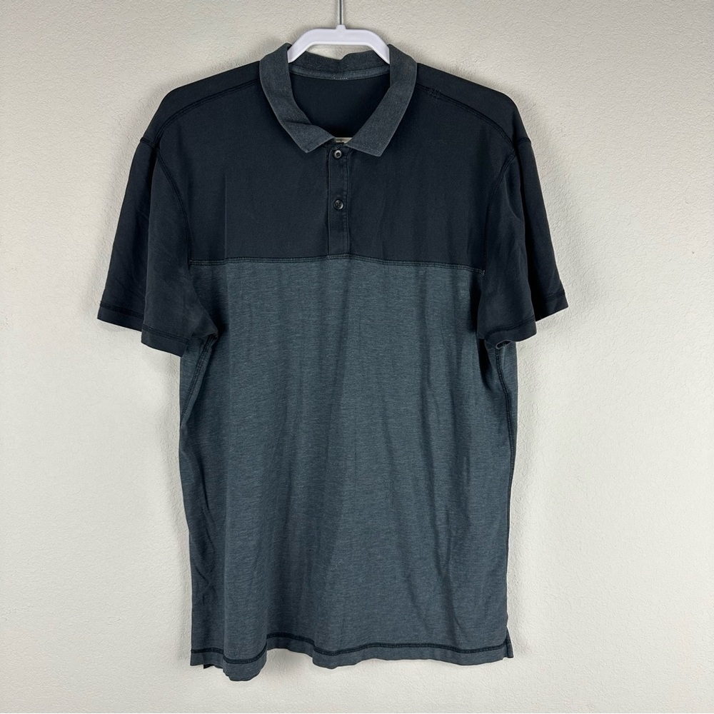 Lululemon Men’s Gray Black Union Short Sleeve Polo Shirt Size XL